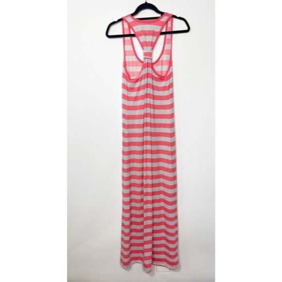 Ambiance Apparel Pink & Gray Striped Maxi Dress Sleeveless Racerback Large - Picture 3 of 6